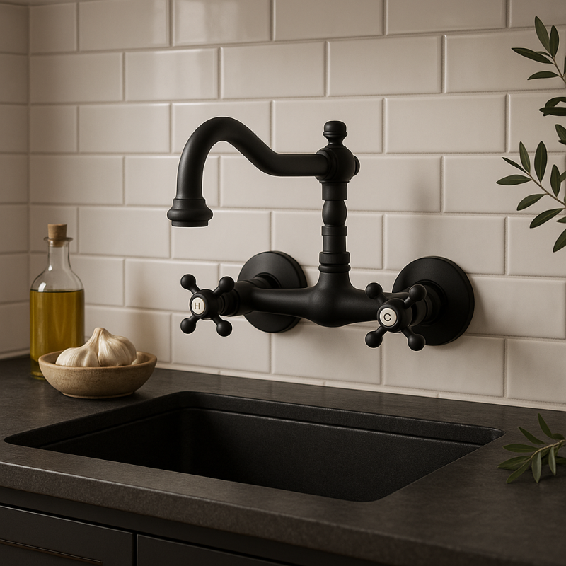 Nostalgic classic kitchen tap V2721 wall tap matt black 1208953527